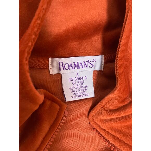 Roamans Vintage Rust Velour Zip Up Jacket Women’s Small Auburn Fall Retro Style - Picture 2 of 4
